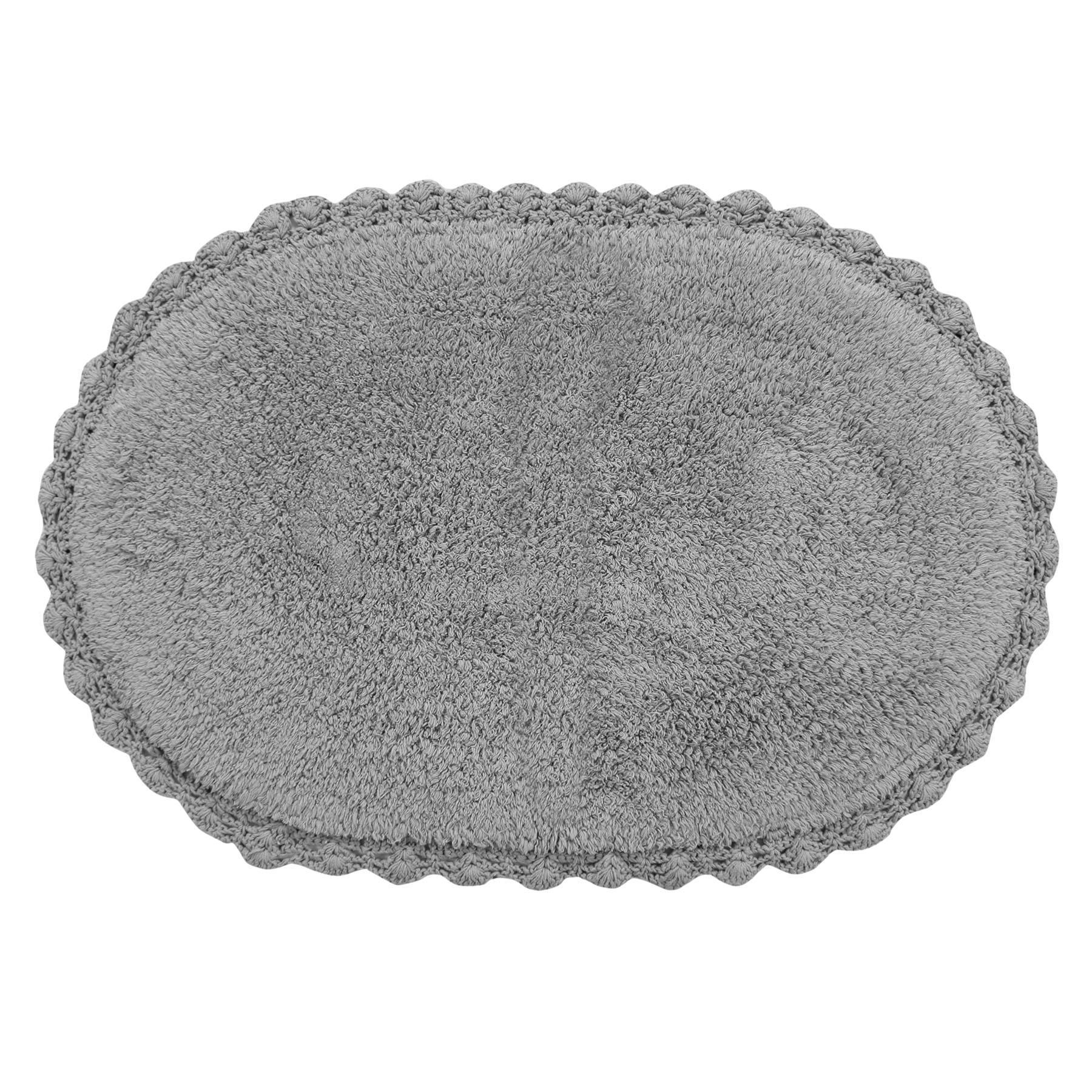 Aqua Crochet Edge Round Bath Mat, 21x34